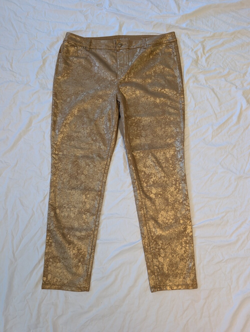 Chico's The Platinum Jeggings - Gold Metallic - Size 3 (XL)